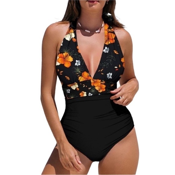 Flaunt Your‎ Curves: V-Neck Tummy Control Swimsuit for Women Large - Picture 1 of 4